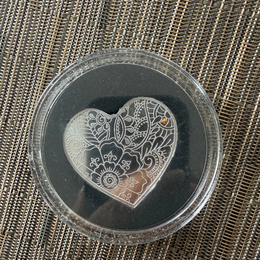 Heart Shaped 2 ounce silver dollar   Perfect for Valentines Day